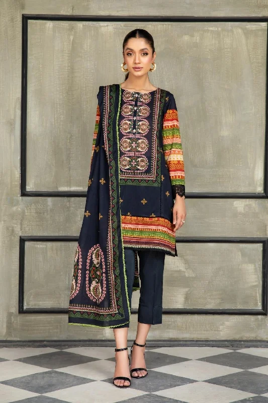 3 PC Unstitched  | Printed  Lawn Shirt + Printed Cotton Net Dupatta + Dyed Cambric Trouser Trousers Plaid Checkered