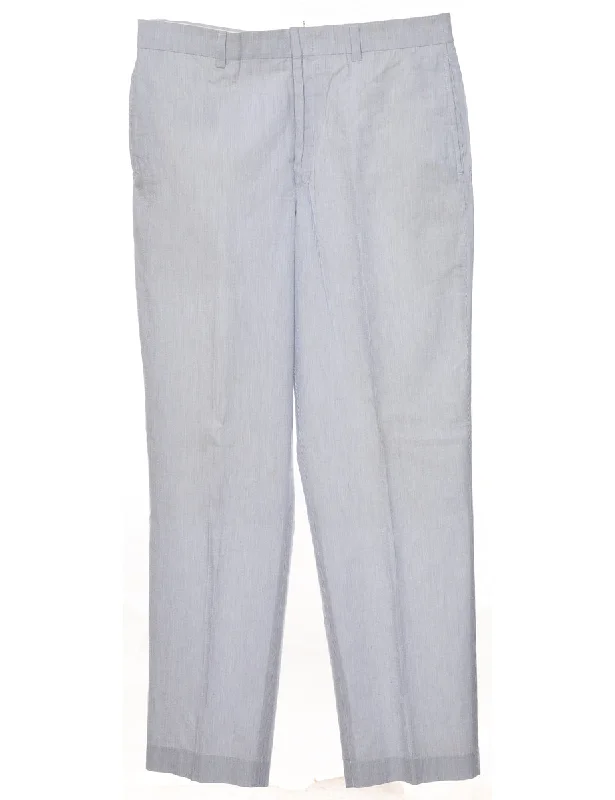 Nautica Pinstriped Light Blue & Off-White Trousers - W36 L32 Trousers Sale Discount