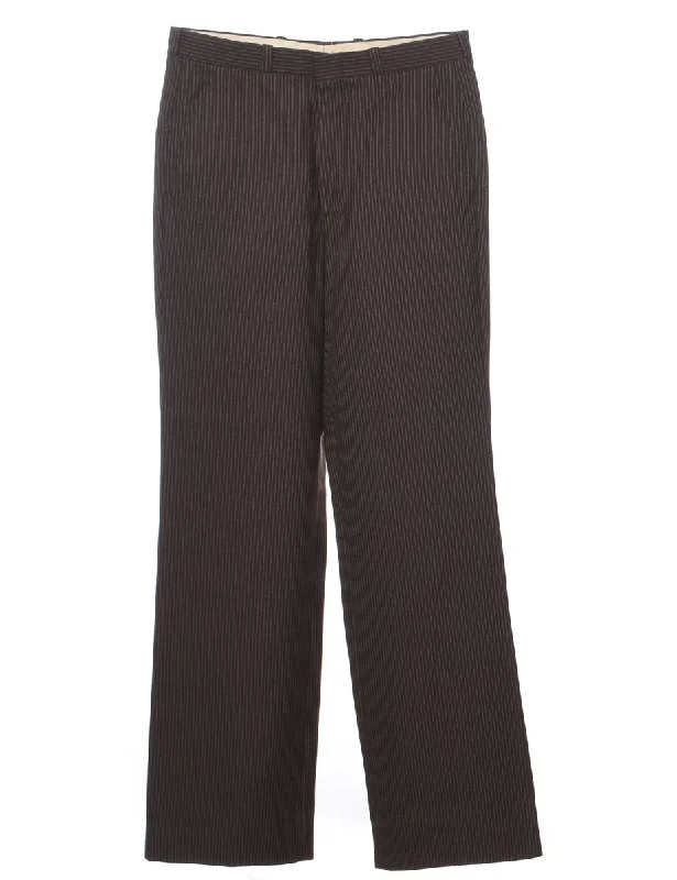 Pinstriped Brown Trousers - W29 L32 Trousers Cargo pockets