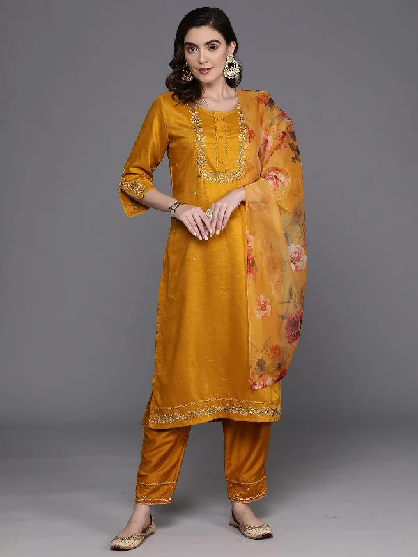 Women's Kurta With Trousers & Dupatta - Indo Era Trousers Silk Elegant