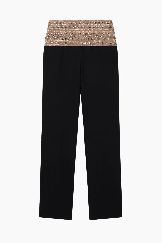 Stella McCartney Crystal Embellished Trousers - Black Trousers Designer Luxury