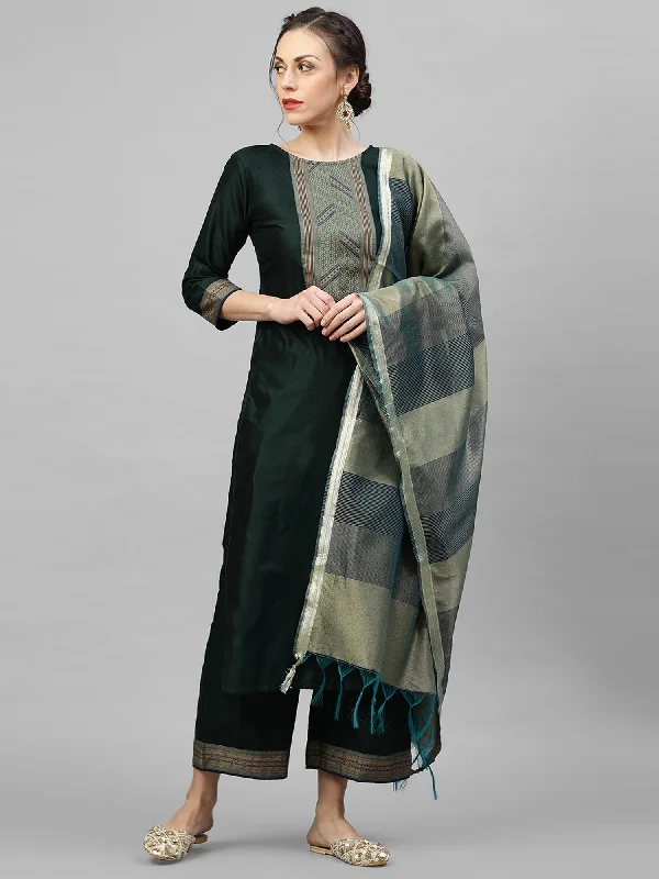 Women's Kurta With Trousers & Dupatta - Indo Era Trousers Fleece Cozy