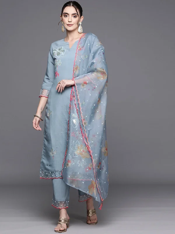 Women's Kurta With Trousers & Dupatta - Indo Era Trousers Running Lightweight