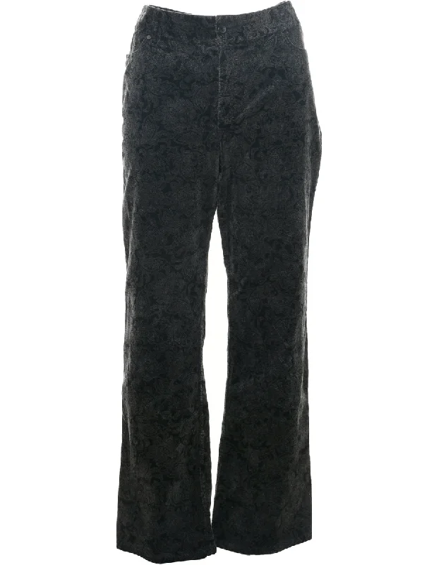 Paisley Pattern Boot Cut Trousers - W34 L30 Trousers fashionable chic