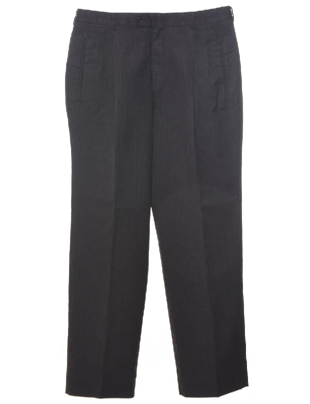 Pinstriped Dark Grey Trousers - W33 L31 Trousers Plaid Checkered