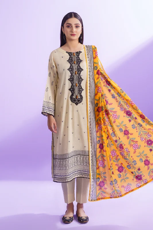 3PC Unstitched | Embroidered Lawn + Dupatta + Dyed Trouser Trousers Business Professional