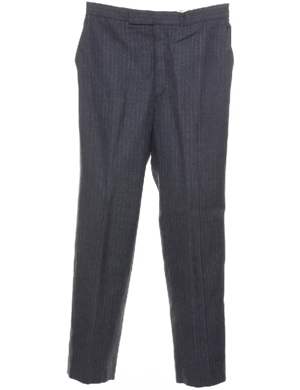 Pinstriped Navy Classic Trousers - W30 L31 Trousers Velvet Soft