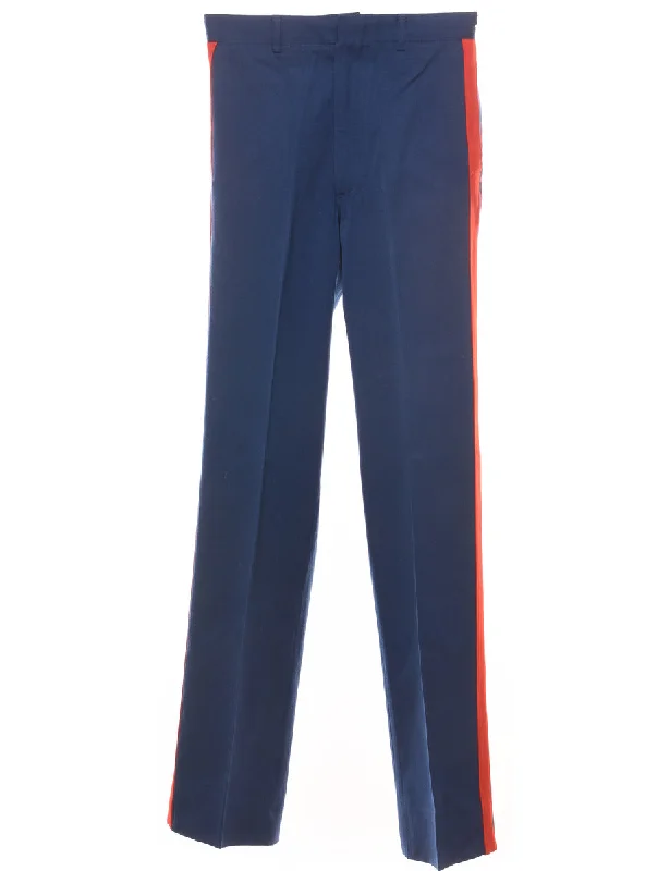 Navy & Red Contrast Trousers - W28 L36 Trousers Bestseller Popular