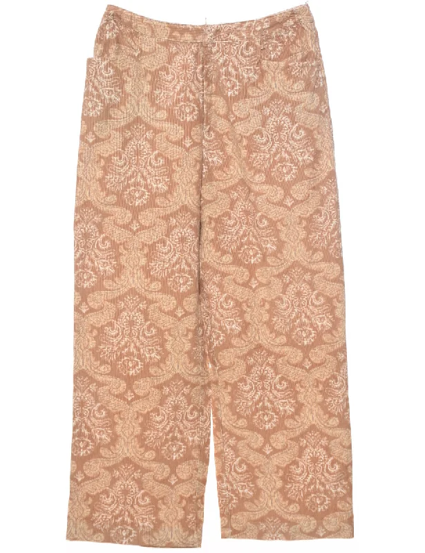 Paisley Pattern Trousers - W29 L27 High Waist Slim Fit Ankle Length