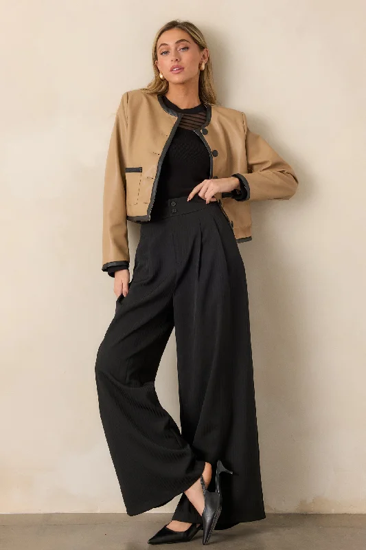 I'm Working Late Black Pinstripe Wide Leg Trousers Trousers Designer Luxury