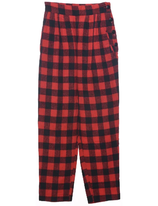 Checked Pattern Trousers - W24 L28 Trousers Brand Named