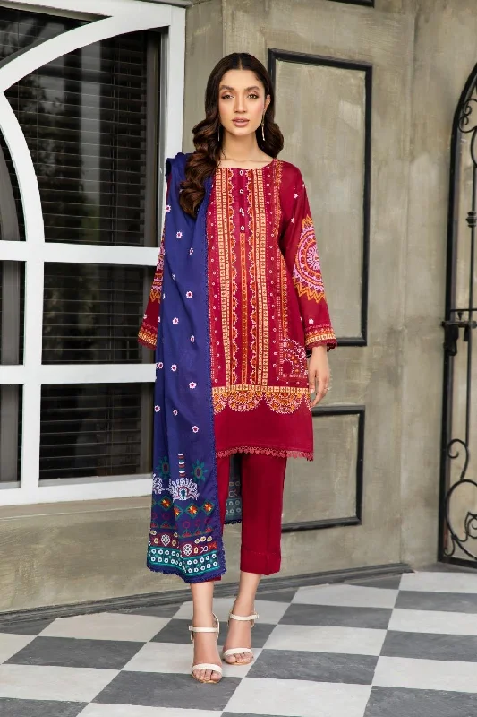 3 PC Unstitched  |  Printed Lawn Shirt +  Printed  Lawn Dupatta + Dyed Cambric Trouser Trousers Cargo Utility