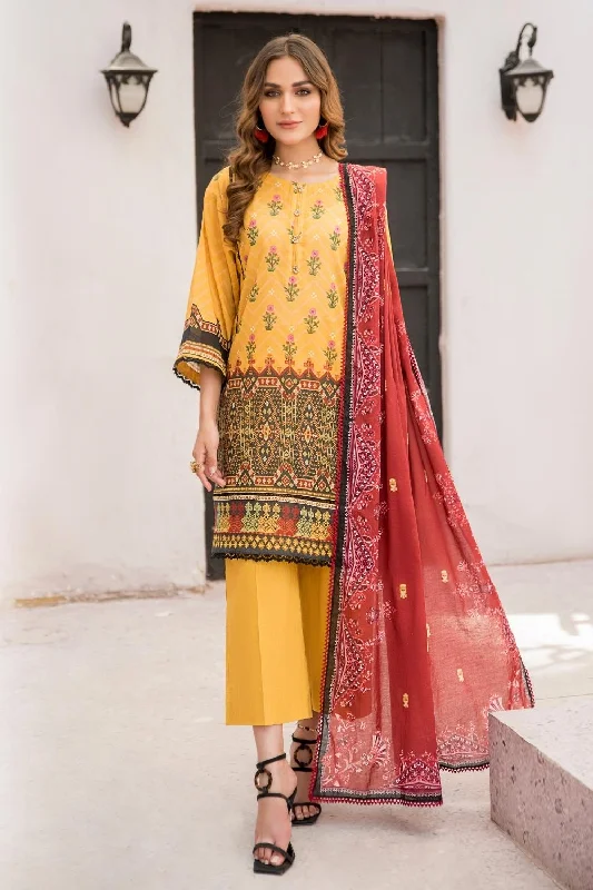 3 PC Unstitched  | Digital Printed Shirt + Digital  Printed Dupatta + Dyed Cambric Trouser Trousers Low Rise Relaxed