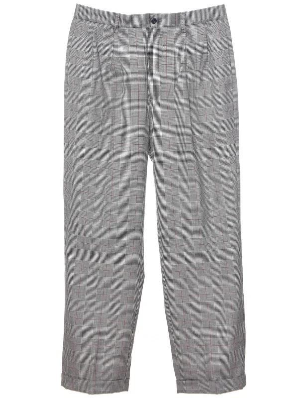 Nautica Checked Pattern Trousers - W34 L34 Trousers Handmade Artisanal