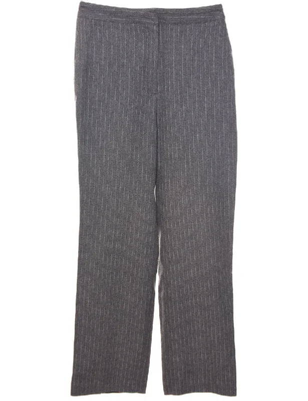 Pinstriped Grey Trousers - W31 L29 Trousers Floral Bohemian