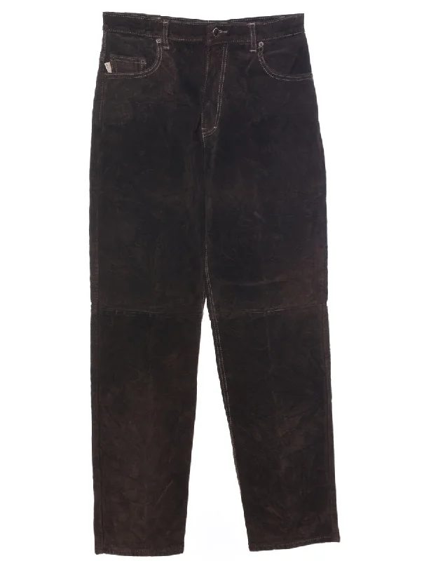 Dark Brown Suede Trousers - W30 L32 Trousers versatile all-occasion