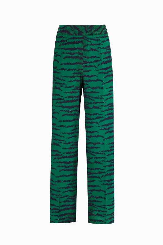 Victoria Beckham Tiger Print Pyjama Trouser - Green/ Navy Tiger Trousers Essential Wardrobe