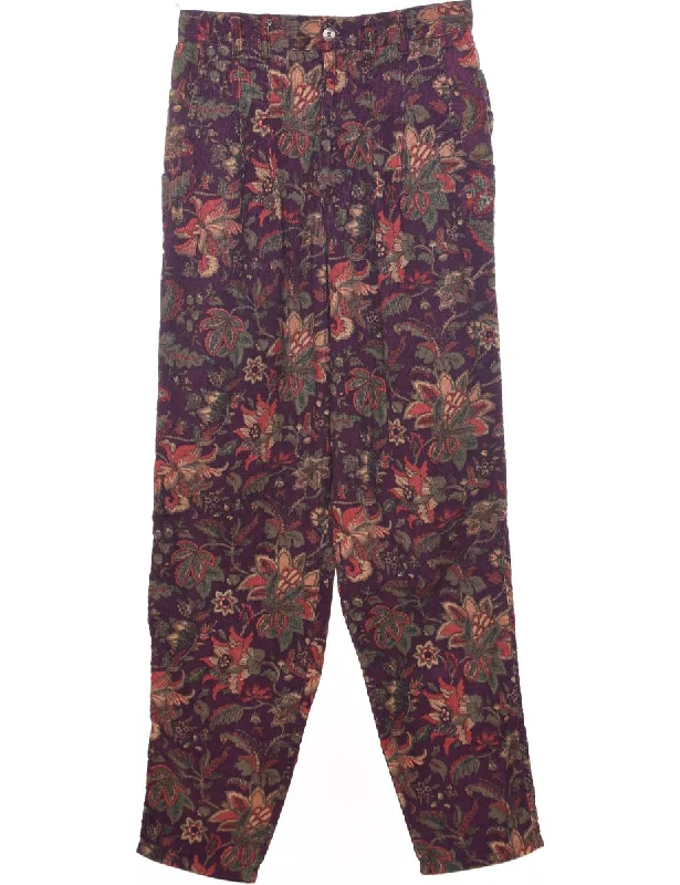 Intentions Corduroy Fabric Trousers - W28 L30 Trousers Floral Bohemian