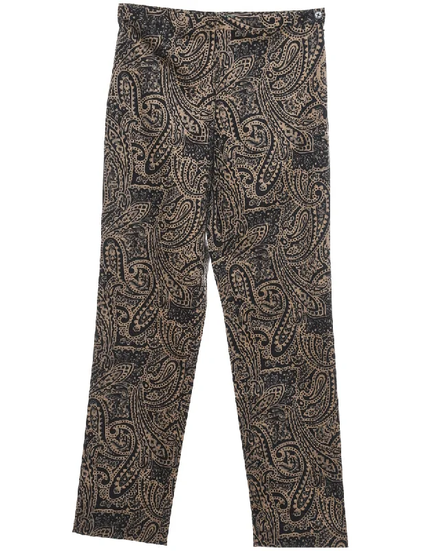 Ralph Lauren Light Black & Brown Paisley Pattern Trousers - W30 L30 Trousers Modern Contemporary