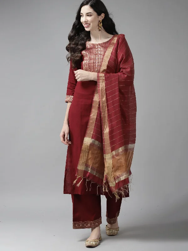 Women's Kurta With Trousers & Dupatta - Indo Era Trousers Canvas Durable