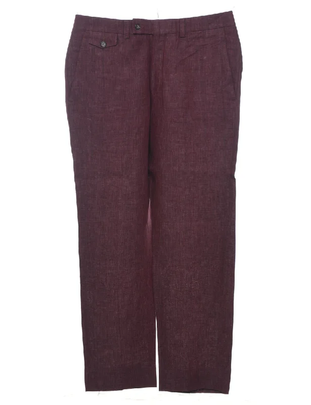 Maroon Casual Trousers - W34 L31 Trousers Seasonal Trendy