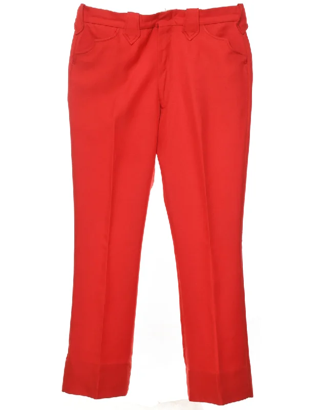 Red Straight-Fit Trousers - W36 L32 Trousers luxurious premium