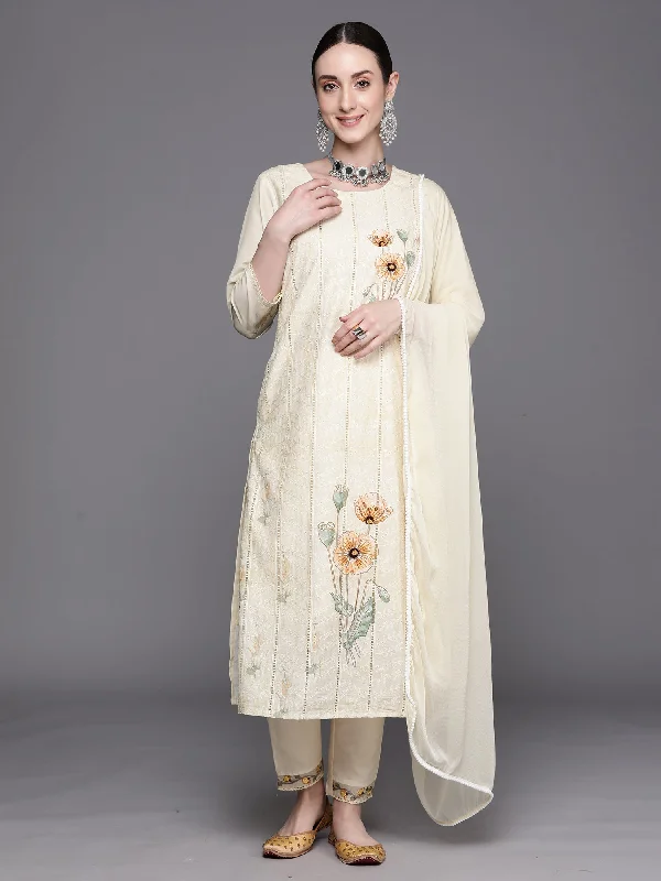 Women's Kurta With Trousers & Dupatta - Indo Era Trousers Prom Sequined