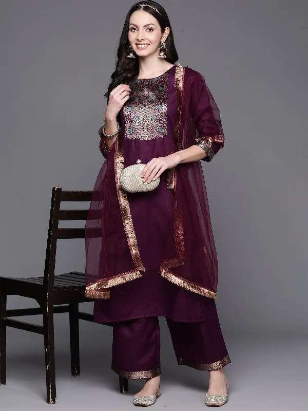 Women's Kurta With Trousers & Dupatta - Indo Era Trousers Chinos Classic