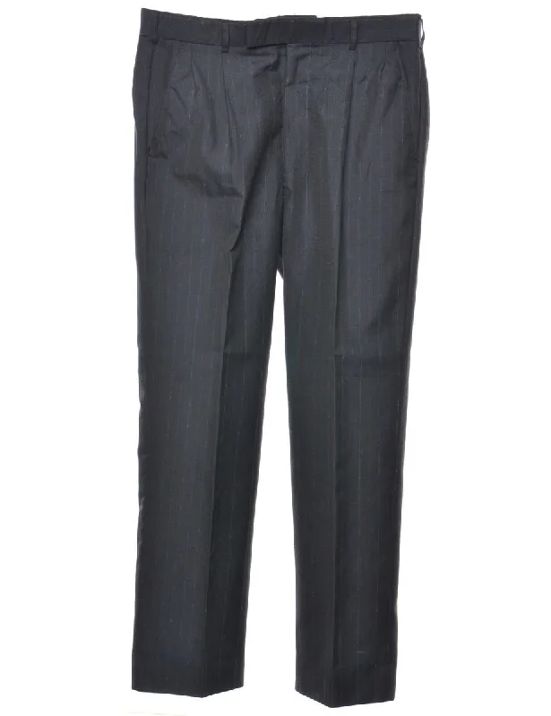 Navy Striped Trousers - W34 L29 Trousers chic fashionable