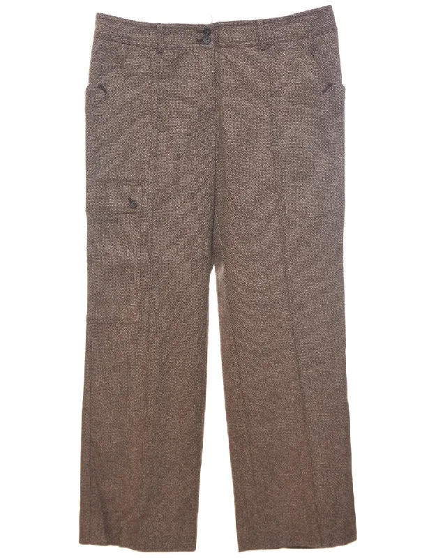 Patterned Brown Trousers - W35 L31 Trousers Cargo Utility