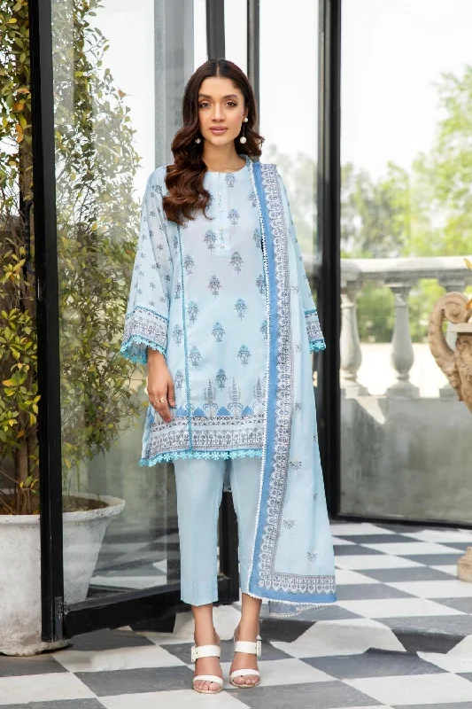 3 PC Unstitched  |  Printed Lawn Shirt +  Printed Lawn Dupatta + Dyed Cambric Trouser Trousers Palazzo Wide Leg