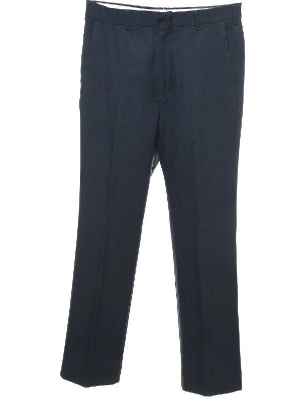 Navy Straight-Fit Trousers - W34 L31 Trousers Versatile Stylish