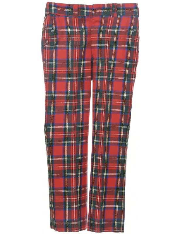 Plaid Pattern Trousers - W31 L30 Trousers Gym Athletic