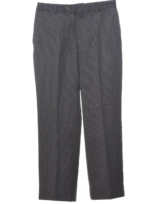 Pinstriped Tapered Fit Trousers - W33 L29 Trousers Denim Distressed