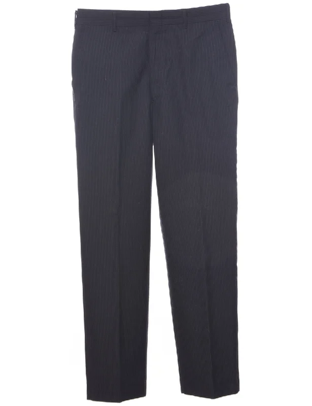 Pinstriped Navy Trousers - W33 L30 Trousers Lace Delicate