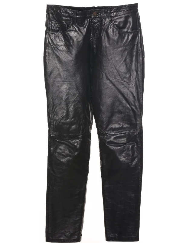 Black Leather Trousers - W30 L30 Trousers Prom Sequined