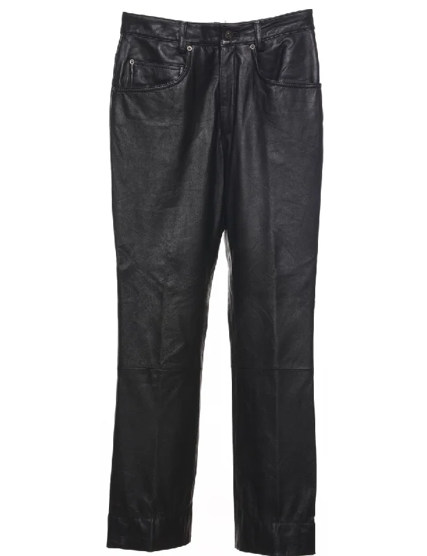 Black Leather Trousers - W29 L32 Trousers Wedding White