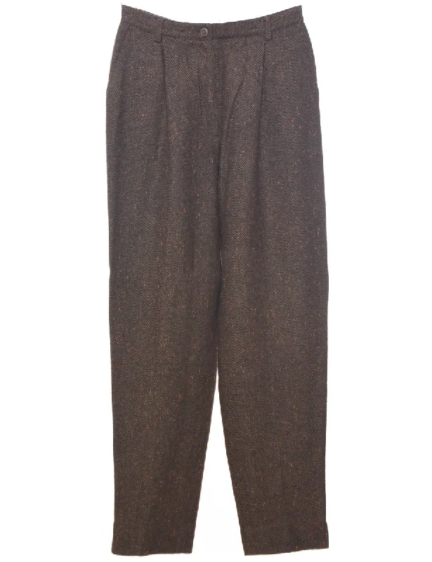 Herringbone Tweed Trousers - W27 L29 Trousers Print Floral