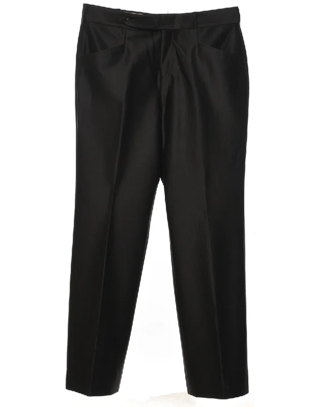 Pinstriped Black Classic Trousers - W36 L32 Trousers Tapered Slim Fit