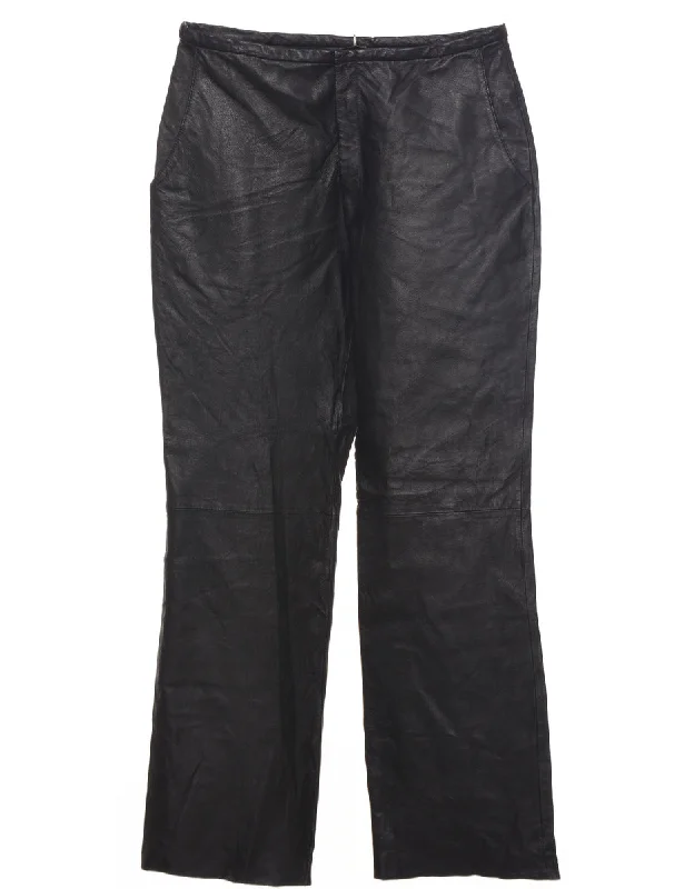 Black Leather Trousers - W31 L31 Trousers Formal Black