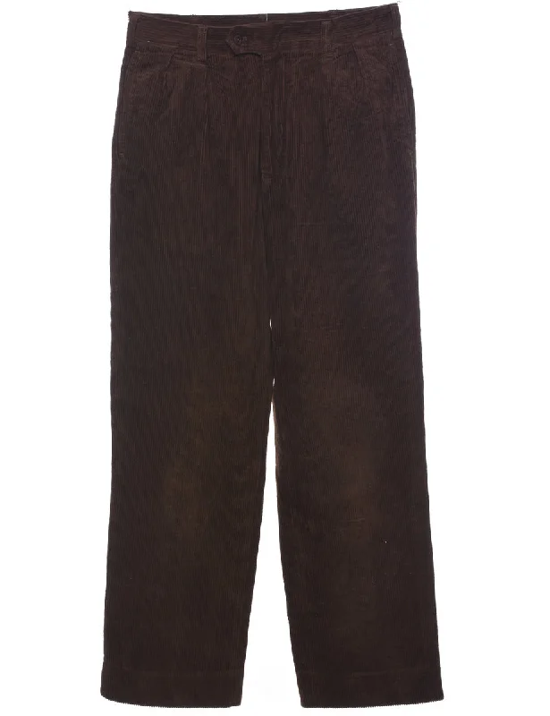 Corduroy Dark Brown Trousers - W30 L29 Trousers Essential Wardrobe