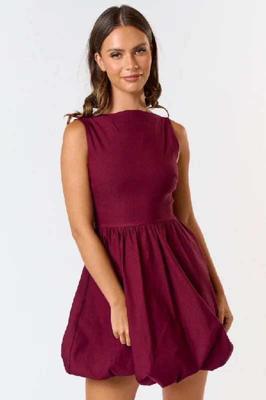 Back In Action Dress - Burgundy