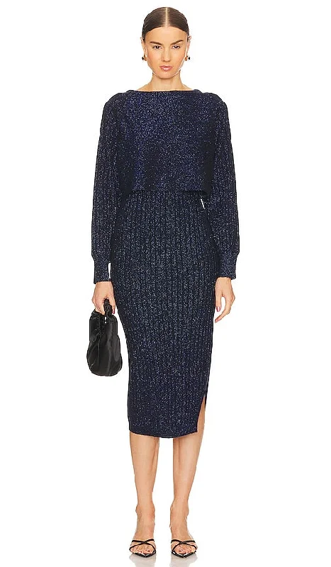 ALLSAINTS Margot Sparkle Dress in Navy
