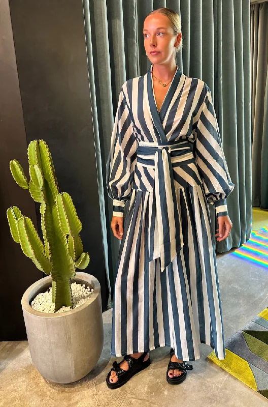 Harlow Dress | Navy/Ivory Stripe