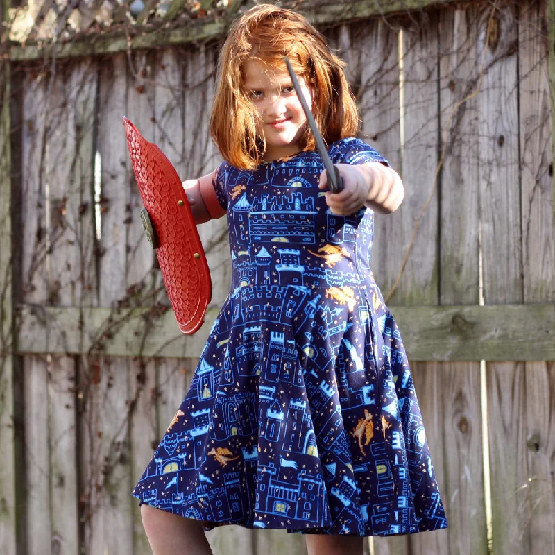 "Dragon's Keep" Castle Dragons Super Twirler Dress with Pockets