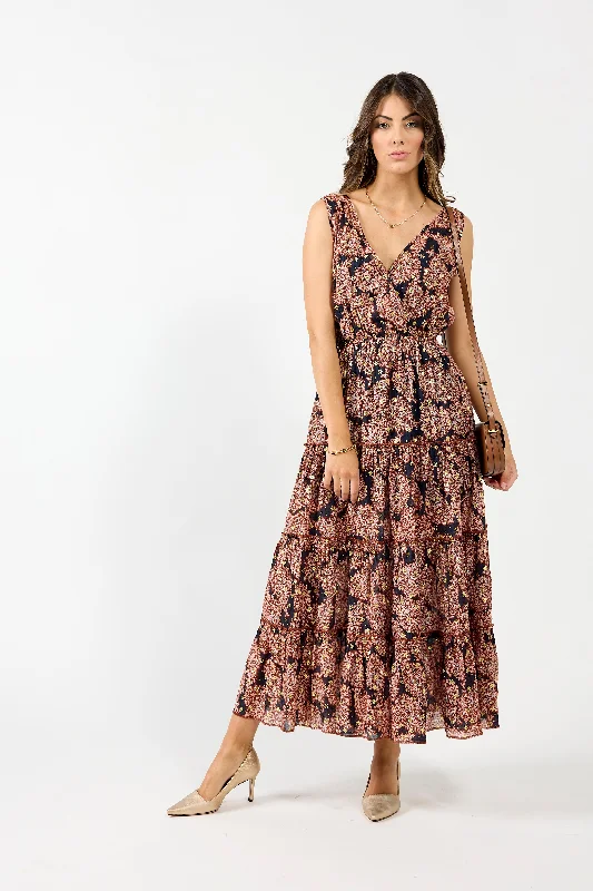 Drama The Label Athens Dress - Burgundy Metallic