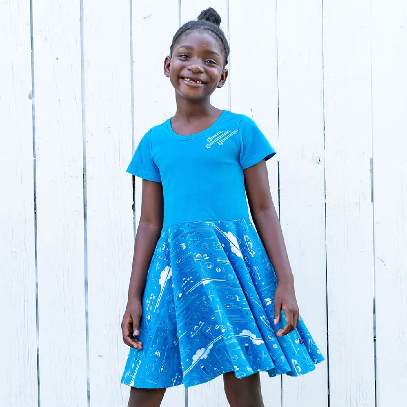 "Future Frontiers" Galactic Cities Super Twirler Dress with Pockets