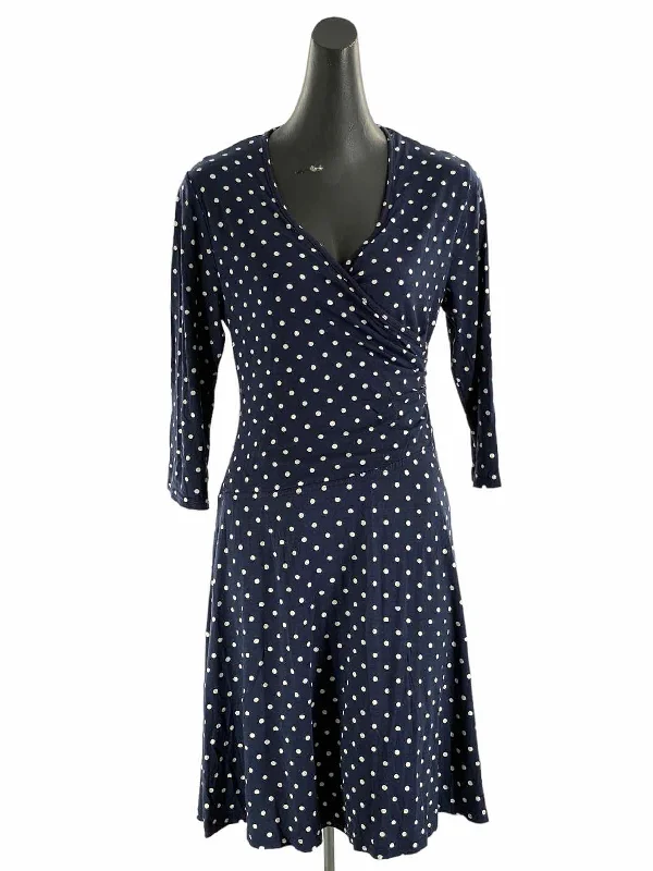 Garnet Hill Size M Blue White Polka Dot Dress