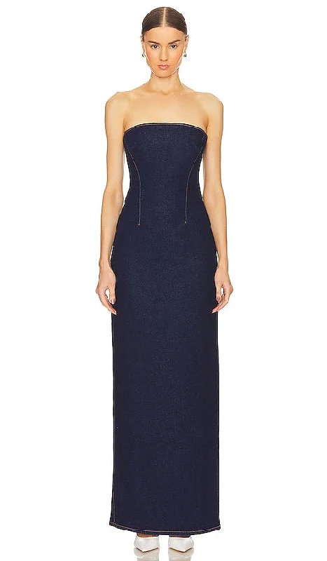 GRLFRND Lena Column Dress in Blue