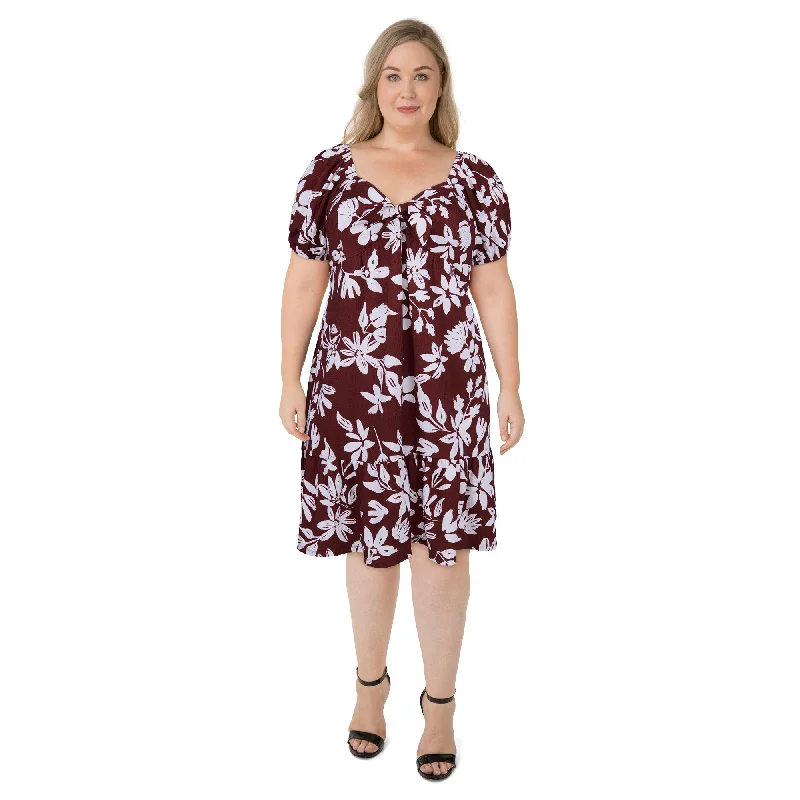 lily morgan Women's Plus Bubble Sleeve Dress